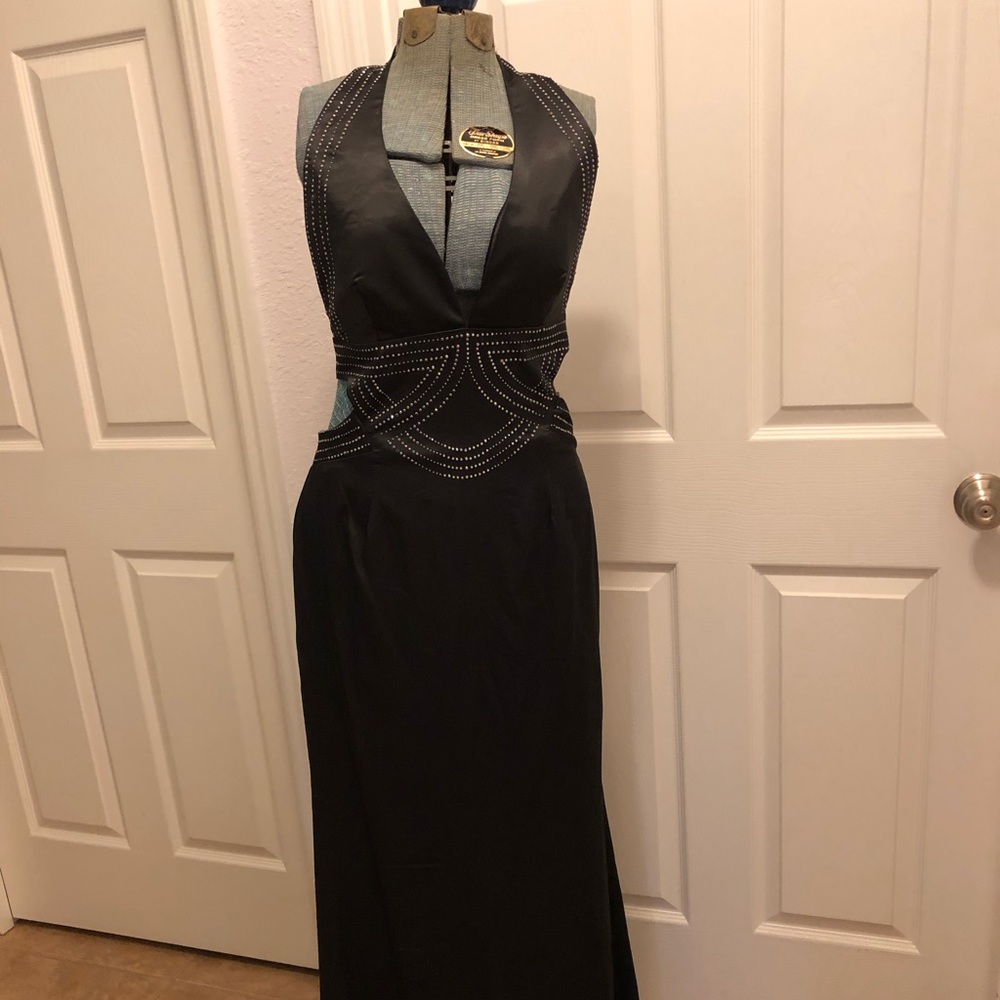 Long black halter dress